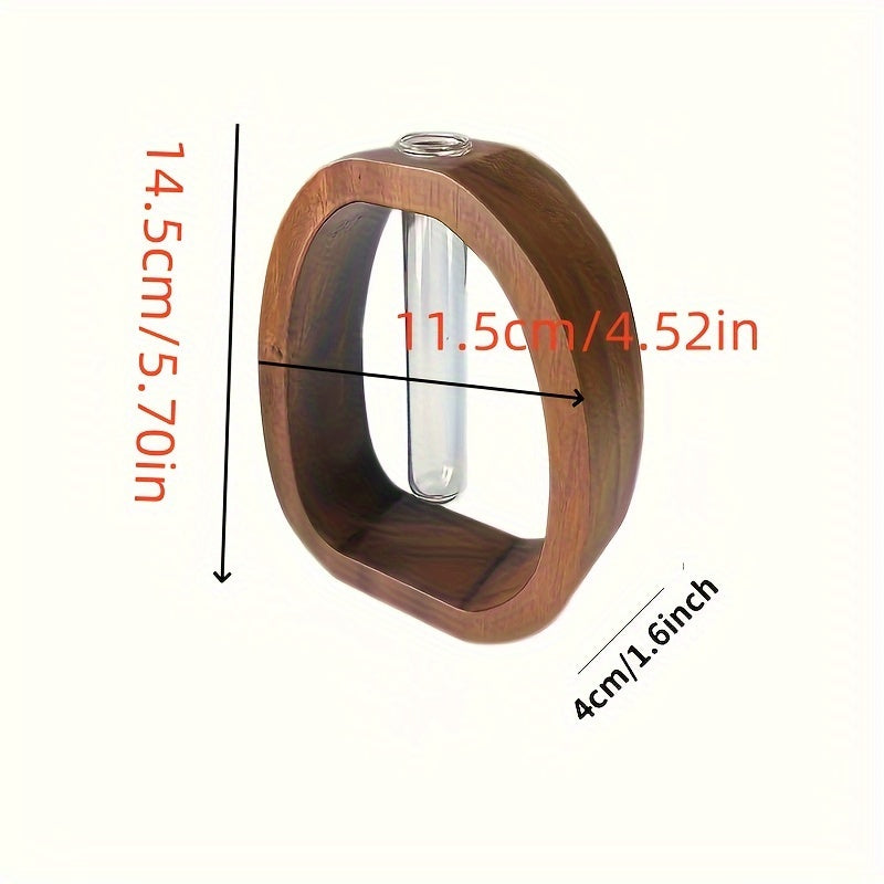 אגרטל מבחנה מעץ אגוז מלא — עיצוב אובלי נקי