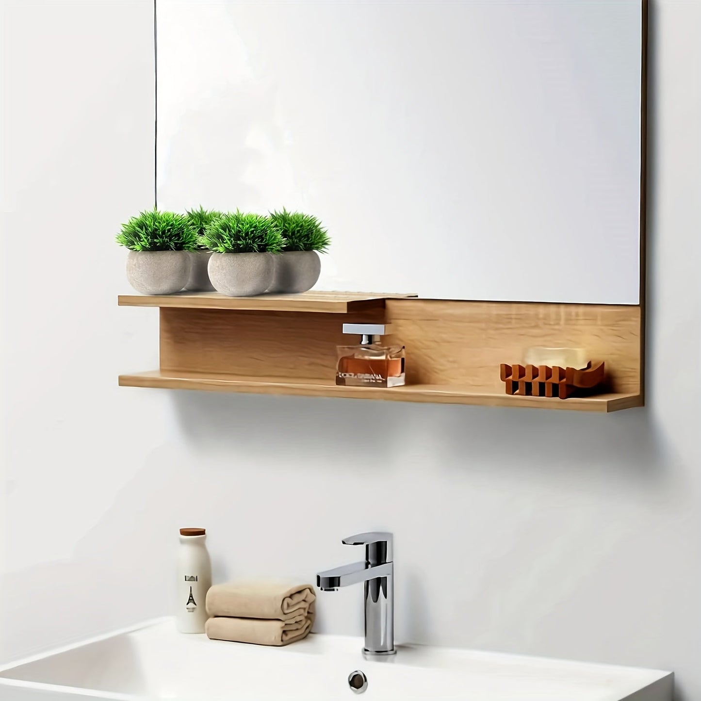 זוג עציצי ירוק מלאכותי בעציצי “בטון” אפור – קטנים, רעננים ותמיד נראים מושלם