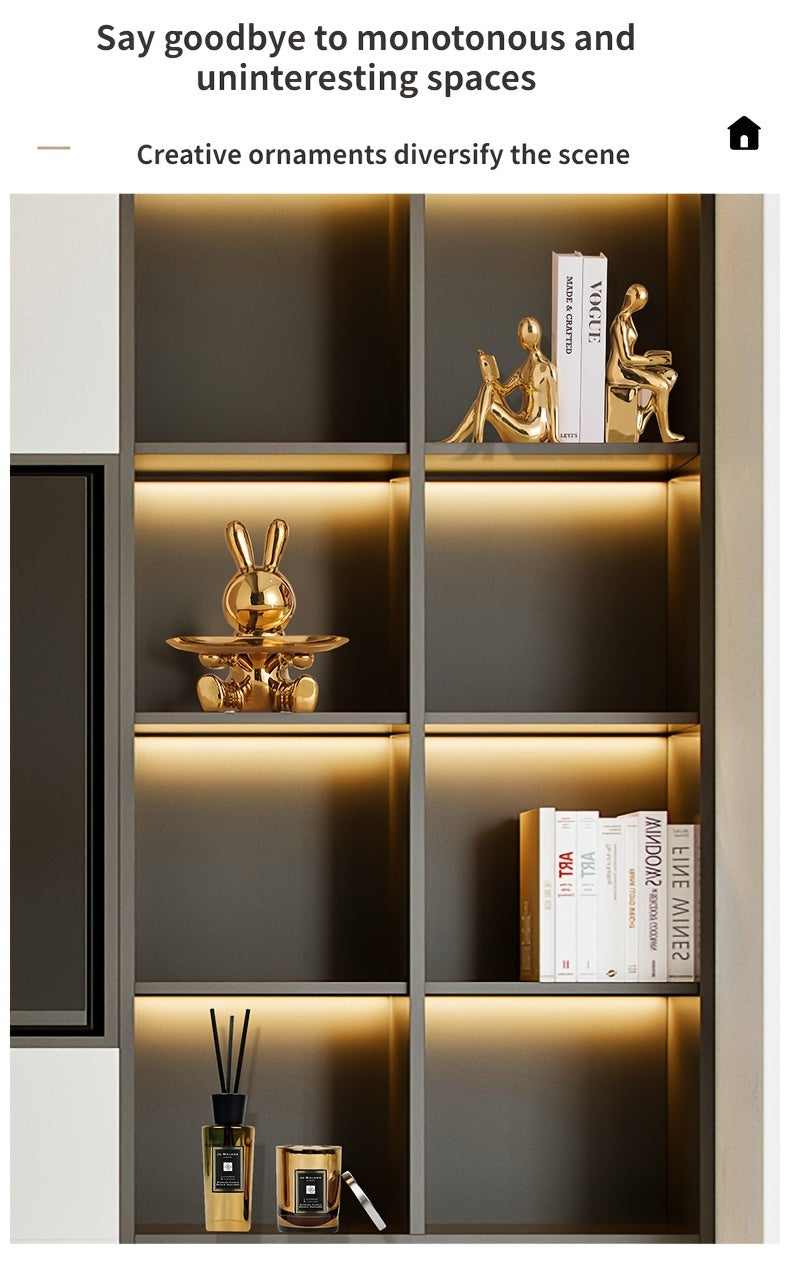 זוג מעמדי ספרים בדמות קוראים — גימור מטאלי מודרני