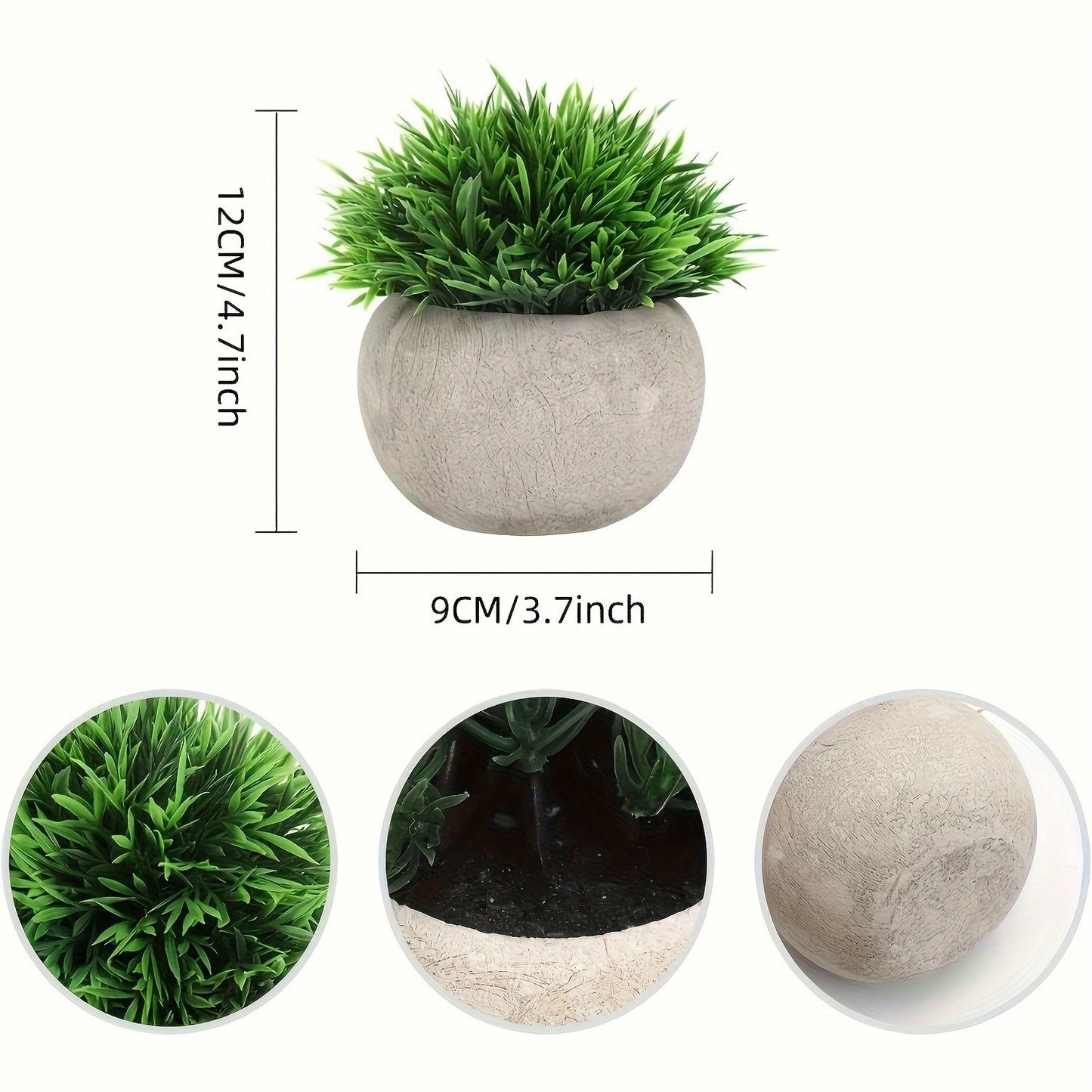 זוג עציצי ירוק מלאכותי בעציצי “בטון” אפור – קטנים, רעננים ותמיד נראים מושלם