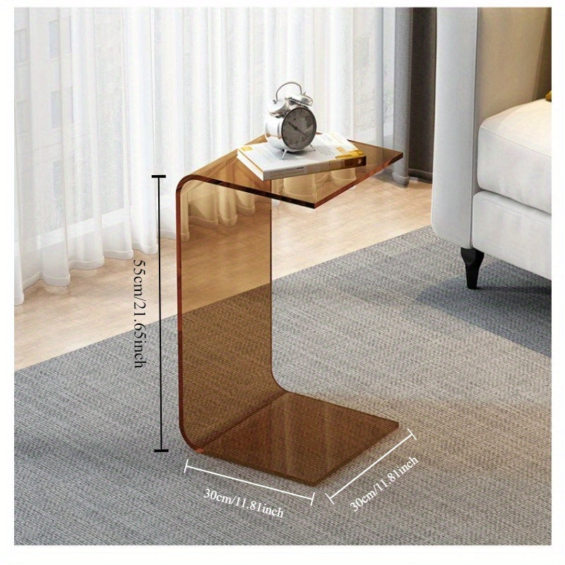 שולחן צד אקרילי בצורת C — לגעת בעיצוב בלי לתפוס מקום