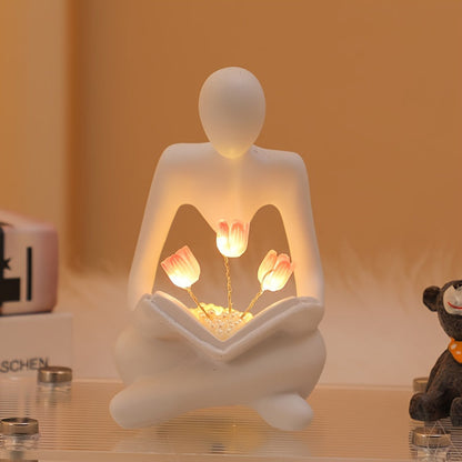 מנורת לילה טוליפים – פסלון רזין אמנותי שמאיר בעדינות