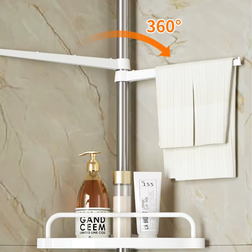 פינת אמבטיה נירוסטה – 4 מדפים בלי קדיחה