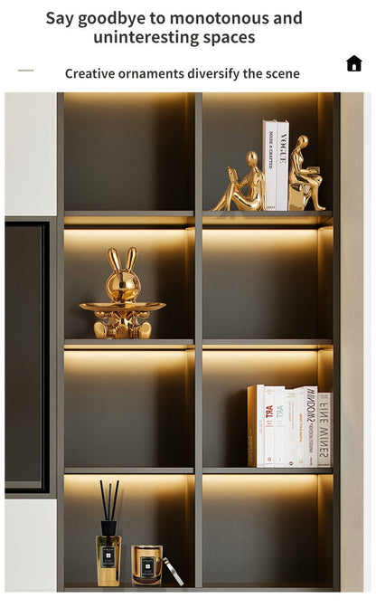 זוג מעמדי ספרים בדמות קוראים — גימור מטאלי מודרני