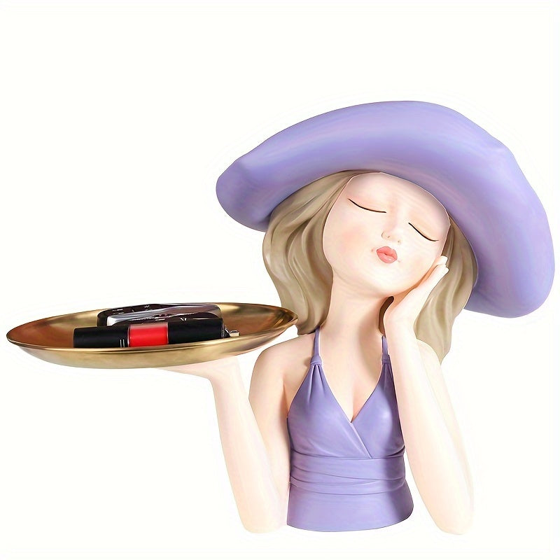 נערת הכובע – מגש דקור רזין אלגנטי