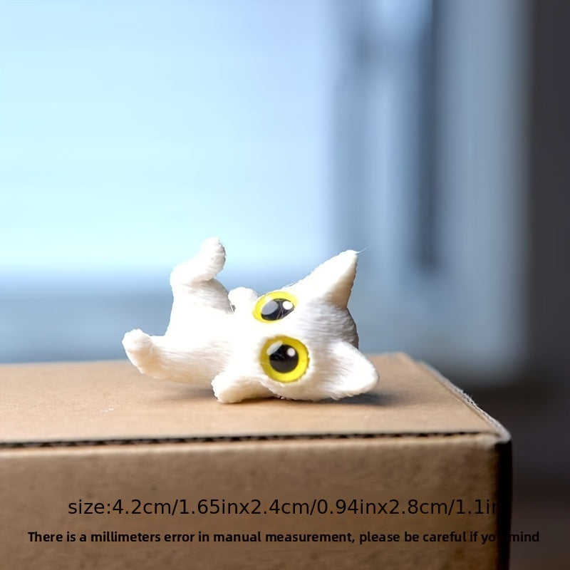 סט 5 חתולים קטנים מודפסים בתלת־ממד – עיניים “חיות”, חיוך על כל מדף