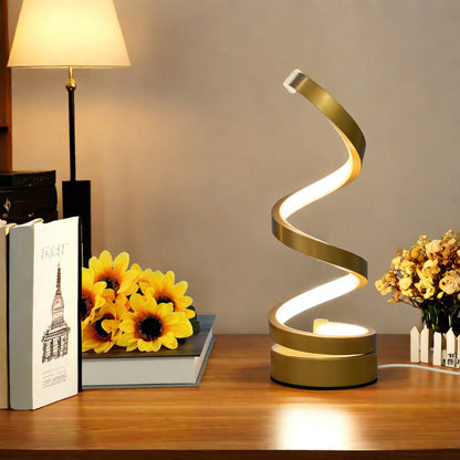 מנורת ספירלה מתכתית – דימר, 3 גווני אור, חיבור USB