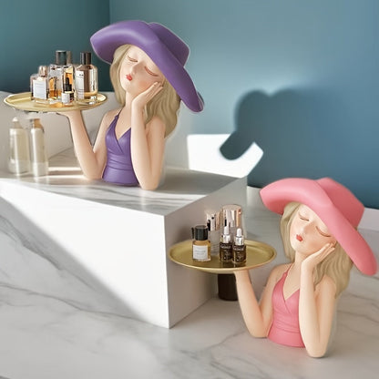 נערת הכובע – מגש דקור רזין אלגנטי