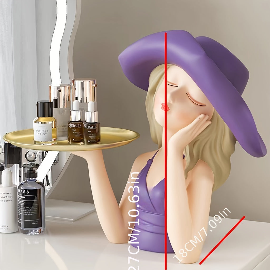 נערת הכובע – מגש דקור רזין אלגנטי