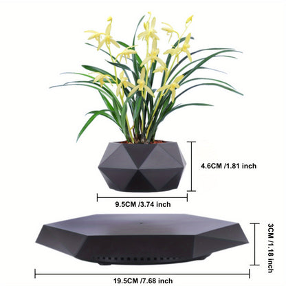 עציץ מרחף שחור — 360° של קסם על השולחן