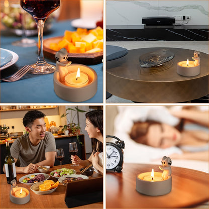 מחזיק נר חתולי בעבודת יד – כפות מתחממות 💛