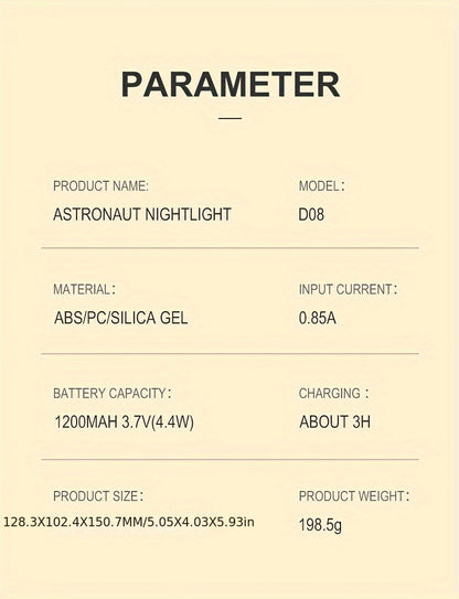 מנורת אסטרונאוט – תאורה נעימה עם שליטה במגע (4 דרגות בהירות)