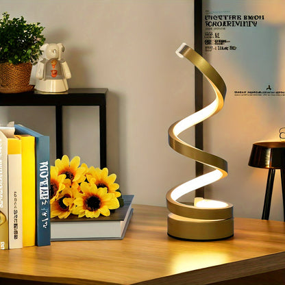 מנורת ספירלה מתכתית – דימר, 3 גווני אור, חיבור USB