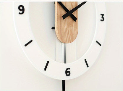 שעון קיר מטוטלת עץ-אקרילי — שקט, מודרני, בלי רעש