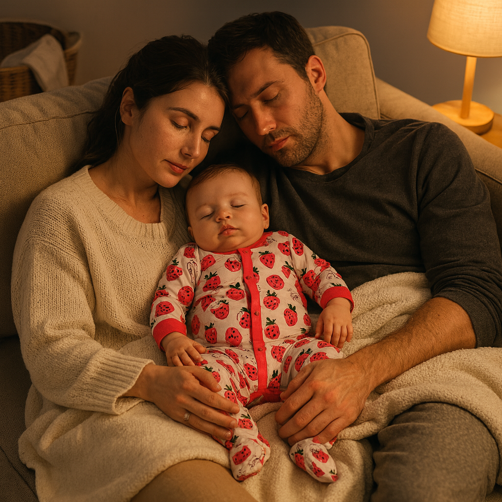 אוברול כותנה הדפס תות • שרוול ארוך ורגליות – לרכות שמתלבשת בקלות