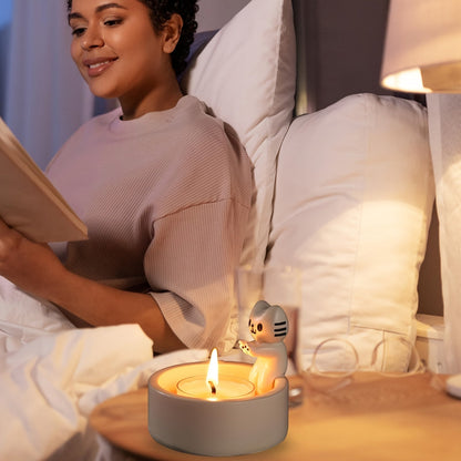 מחזיק נר חתולי בעבודת יד – כפות מתחממות 💛
