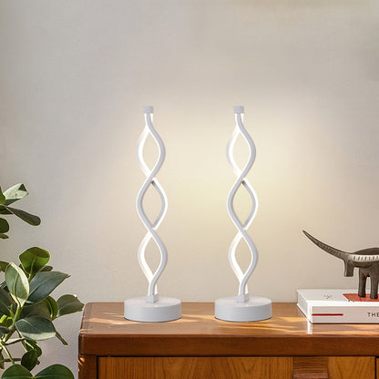 זוג מנורות ספירלה מעוצבות — שלושה גווני אור עם עמעום רציף