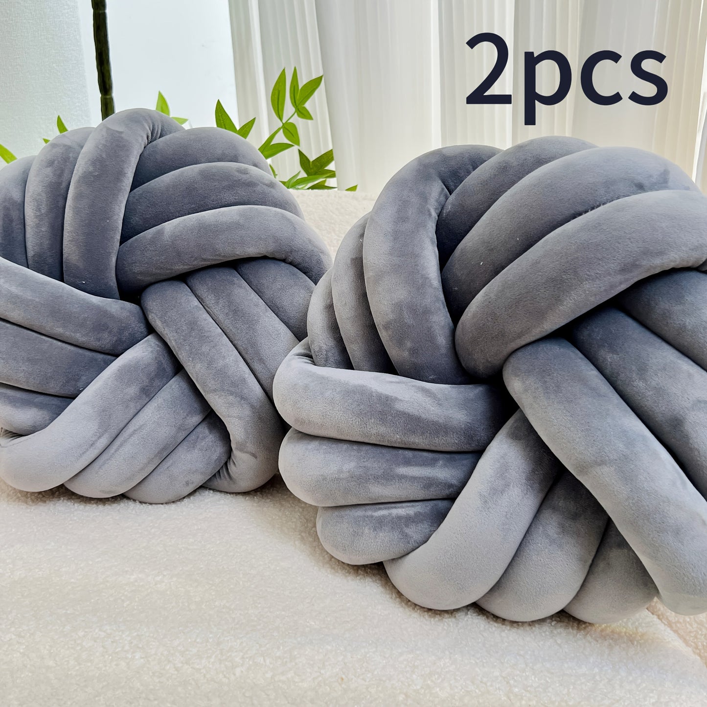 סט 2 כריות קשר מינימליסטיות — פליז רך, כביס, מושלם לסלון ולחדר