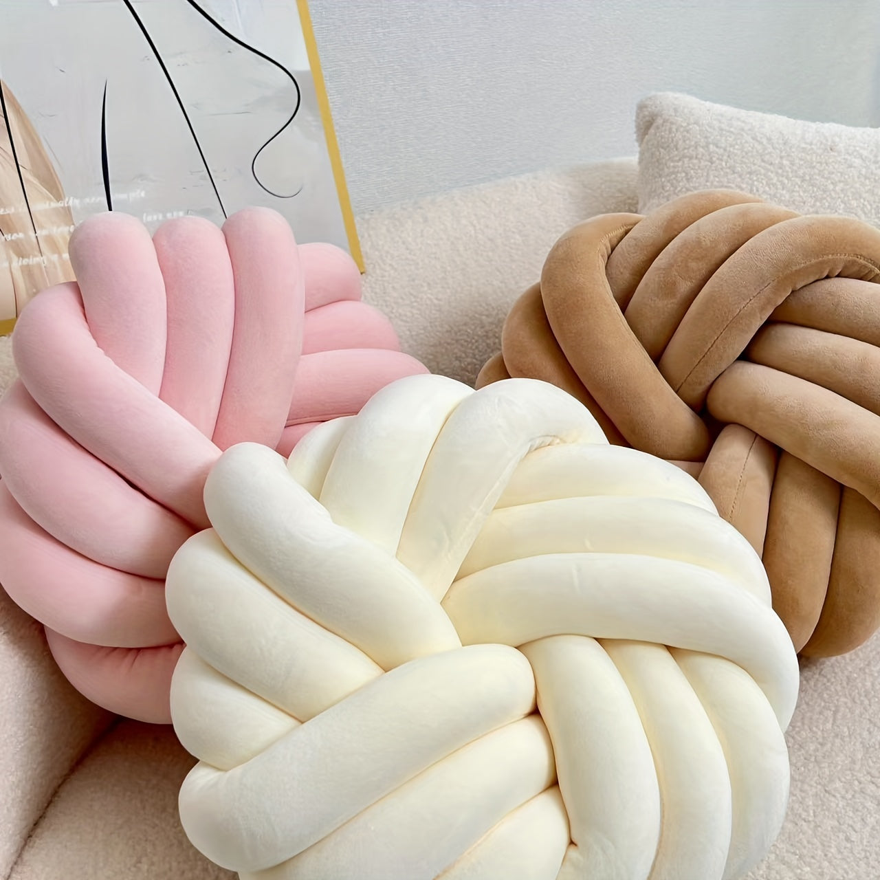 סט 2 כריות קשר מינימליסטיות — פליז רך, כביס, מושלם לסלון ולחדר