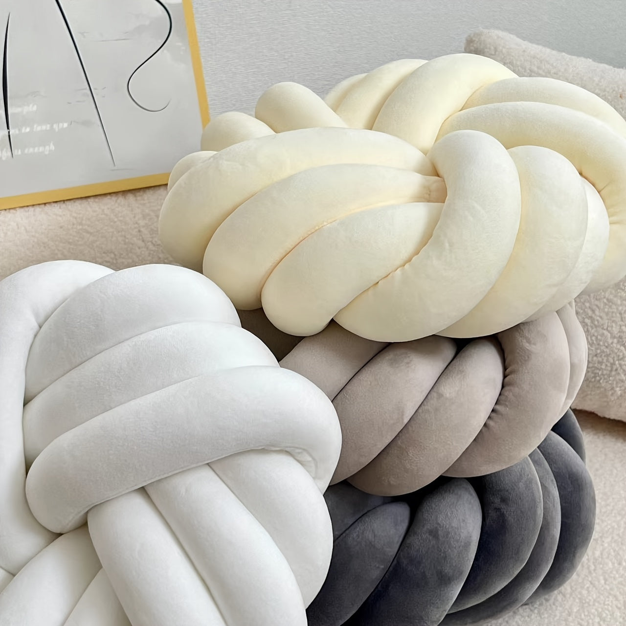 סט 2 כריות קשר מינימליסטיות — פליז רך, כביס, מושלם לסלון ולחדר