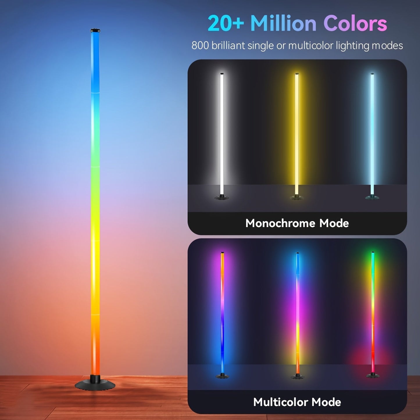 מנורת רצפה חכמה RGB – קיר שצובע את הערב