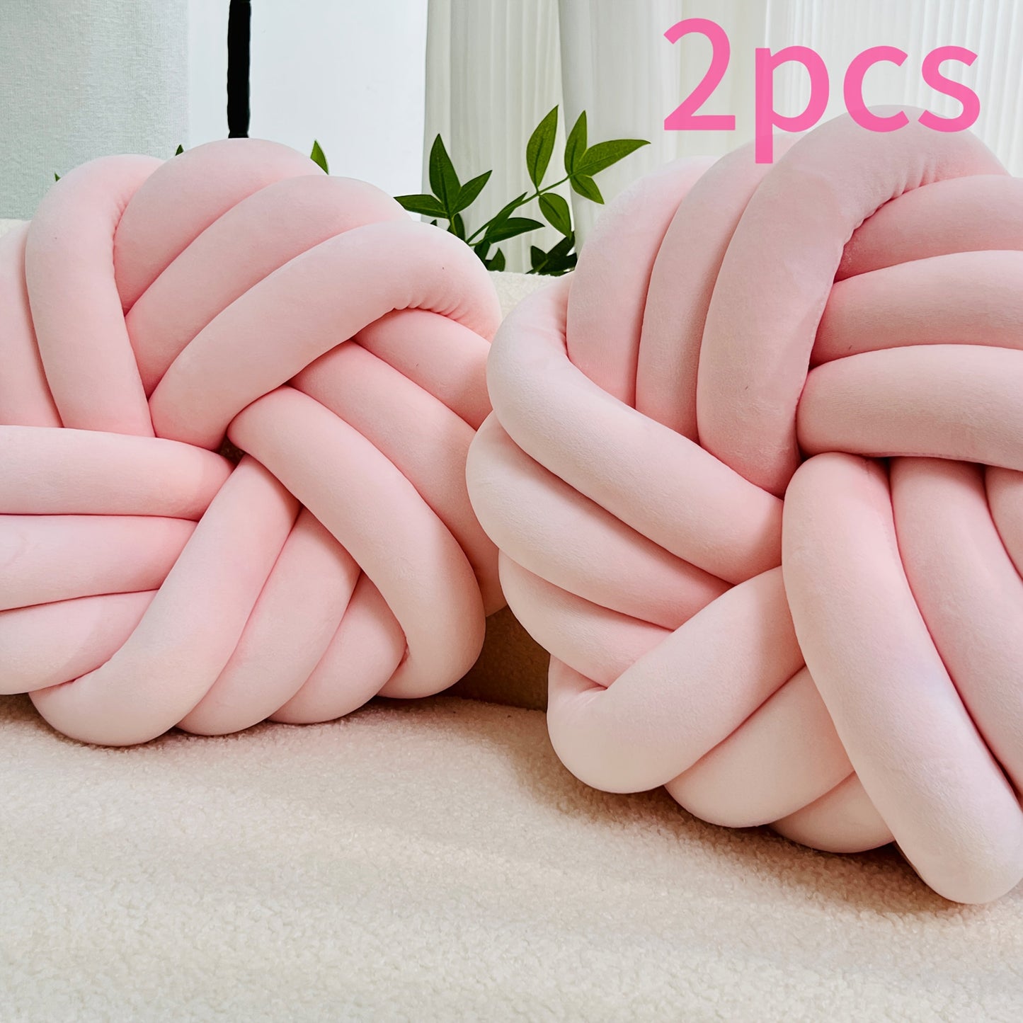 סט 2 כריות קשר מינימליסטיות — פליז רך, כביס, מושלם לסלון ולחדר