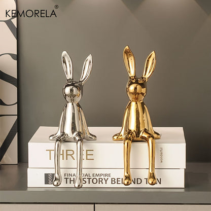 ארנב קרמי יושב – זהב / כסף / לבן-פנינה