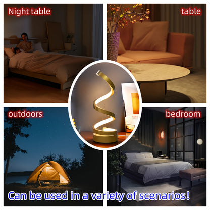 מנורת ספירלה מתכתית – דימר, 3 גווני אור, חיבור USB