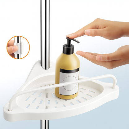 פינת אמבטיה נירוסטה – 4 מדפים בלי קדיחה